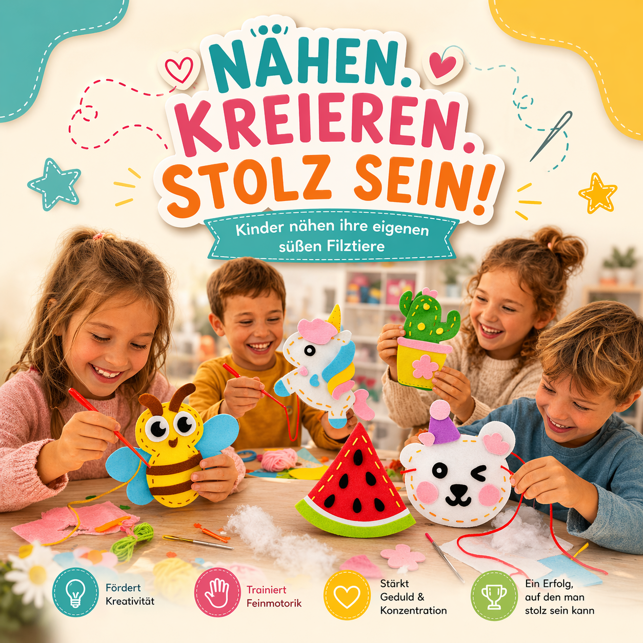 Kreativer Nähspaß für Kinder – Kunterbunte Motive ganz einfach selber machen